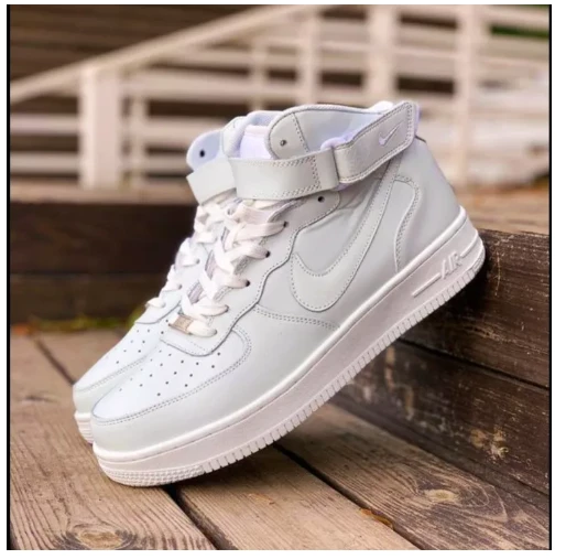 Air Force 1 High Top Full White Sneaker with Belt for Men