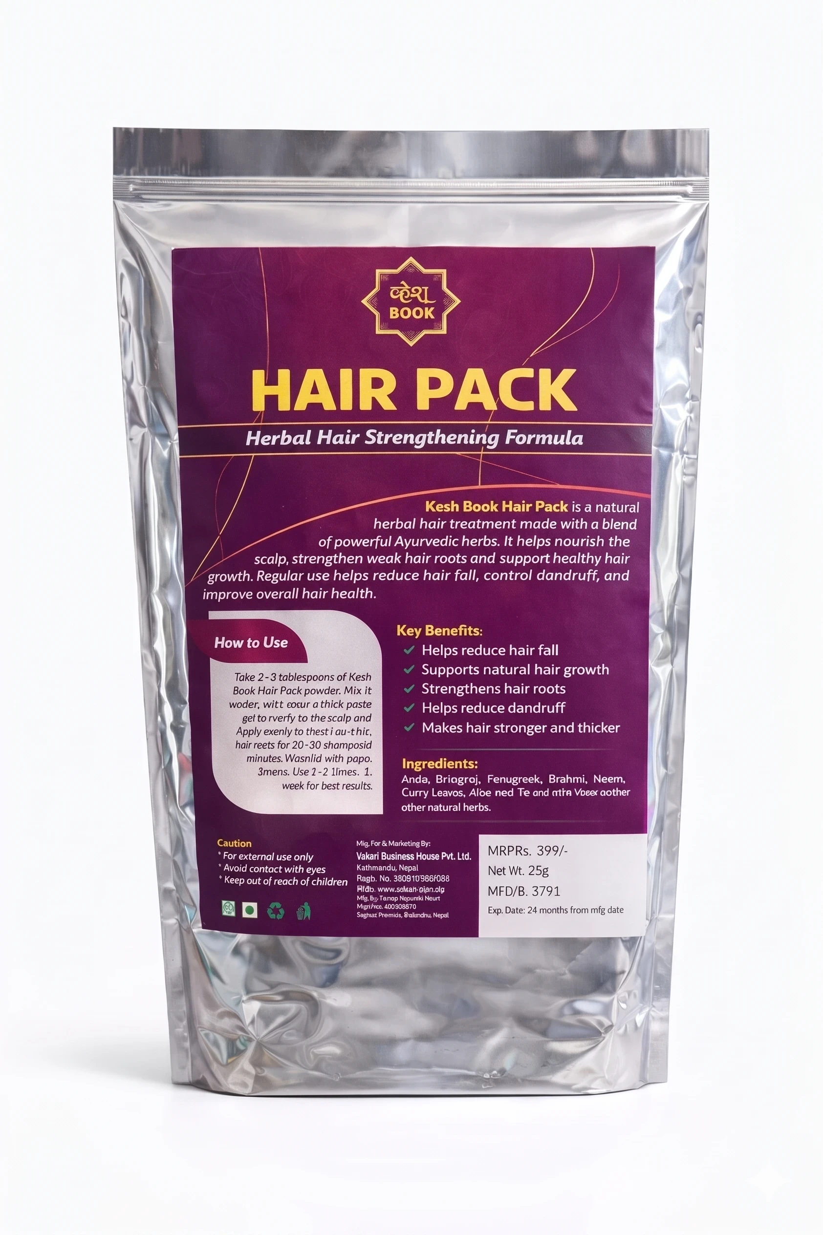 Kesh Book Hair Pack  Herbal Hair Fall Control, Dan...