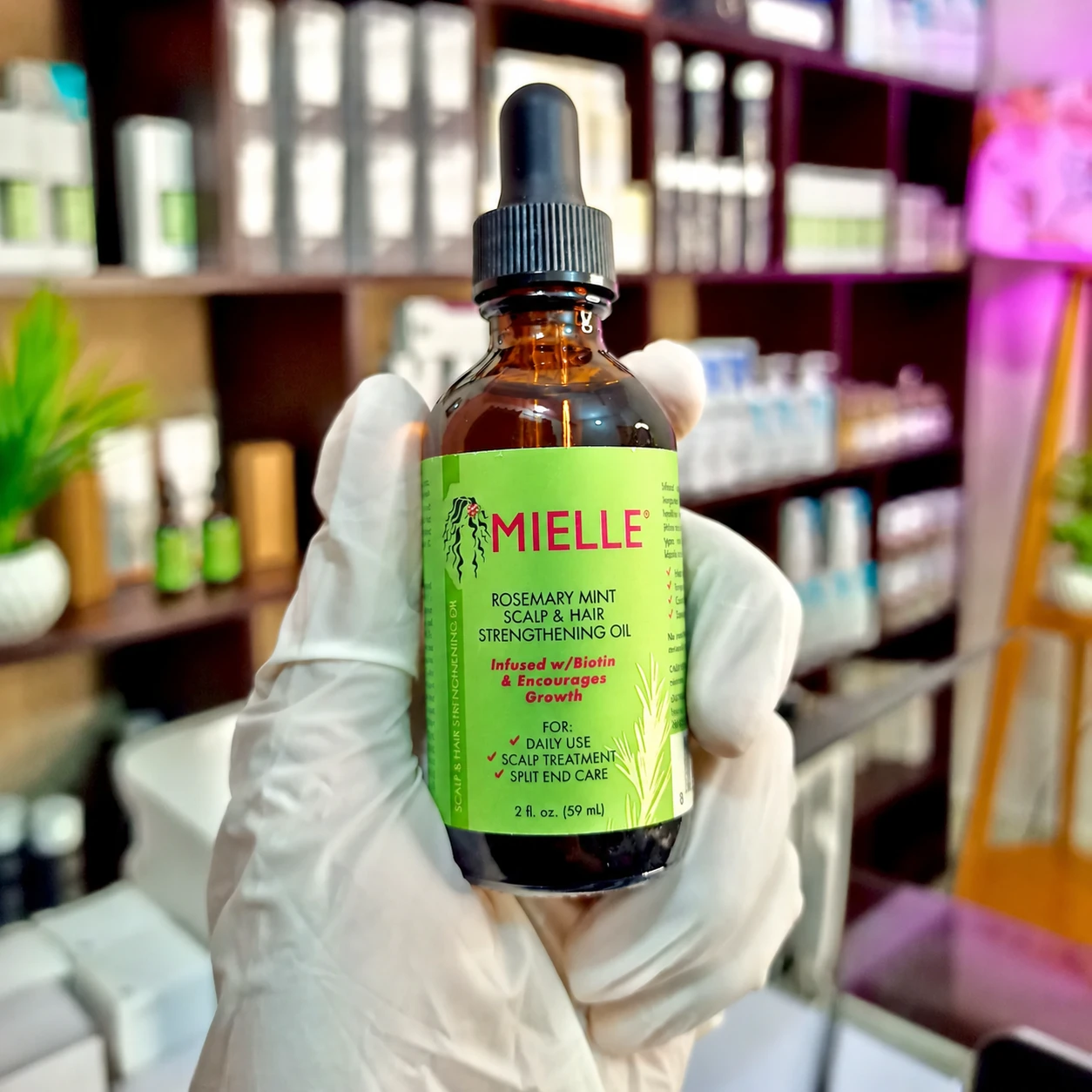 Mielle Organics Rosemary Hair Oil for Hair Growth Mint Scalp & Hair Strengthening Oil for All Hair 59 ML